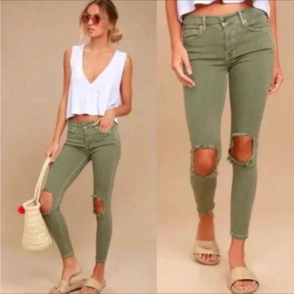 Free People Mid Rise Busted Knee Skinny Jeans - Picture 2 of 5